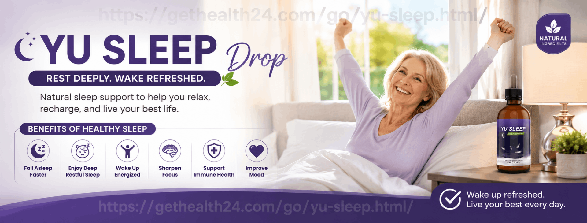 YU Sleep Drop natural sleep support banner